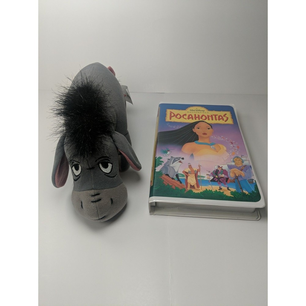Eeyore Disney Store Exclusive Stuffed Pooh Friend Plush 8” w/FREE Pocahontas VHS